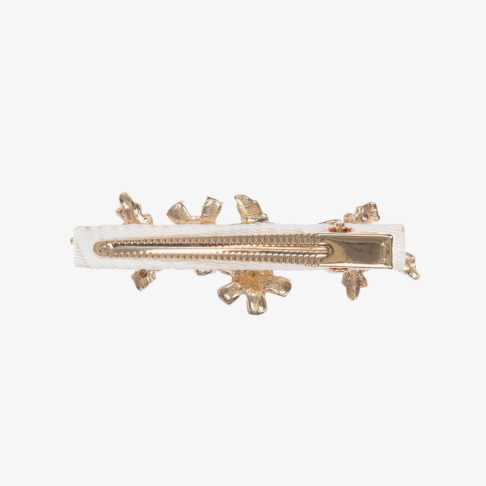 David Charles-Ivory Filigree Crystal Hair Clip (9cm) | Childrensalon Outlet