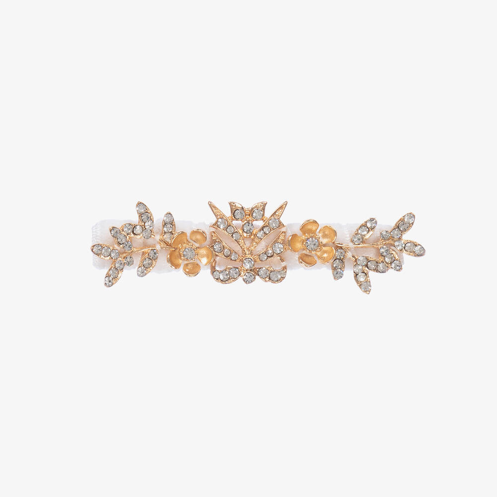 David Charles-Ivory Floral Hair Clip (9cm) | Childrensalon Outlet