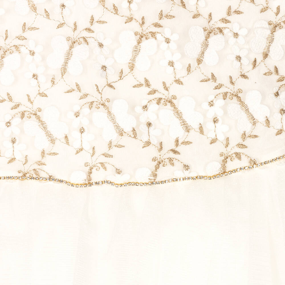 David Charles-Кремово-золотистое платье из тюля | Childrensalon Outlet