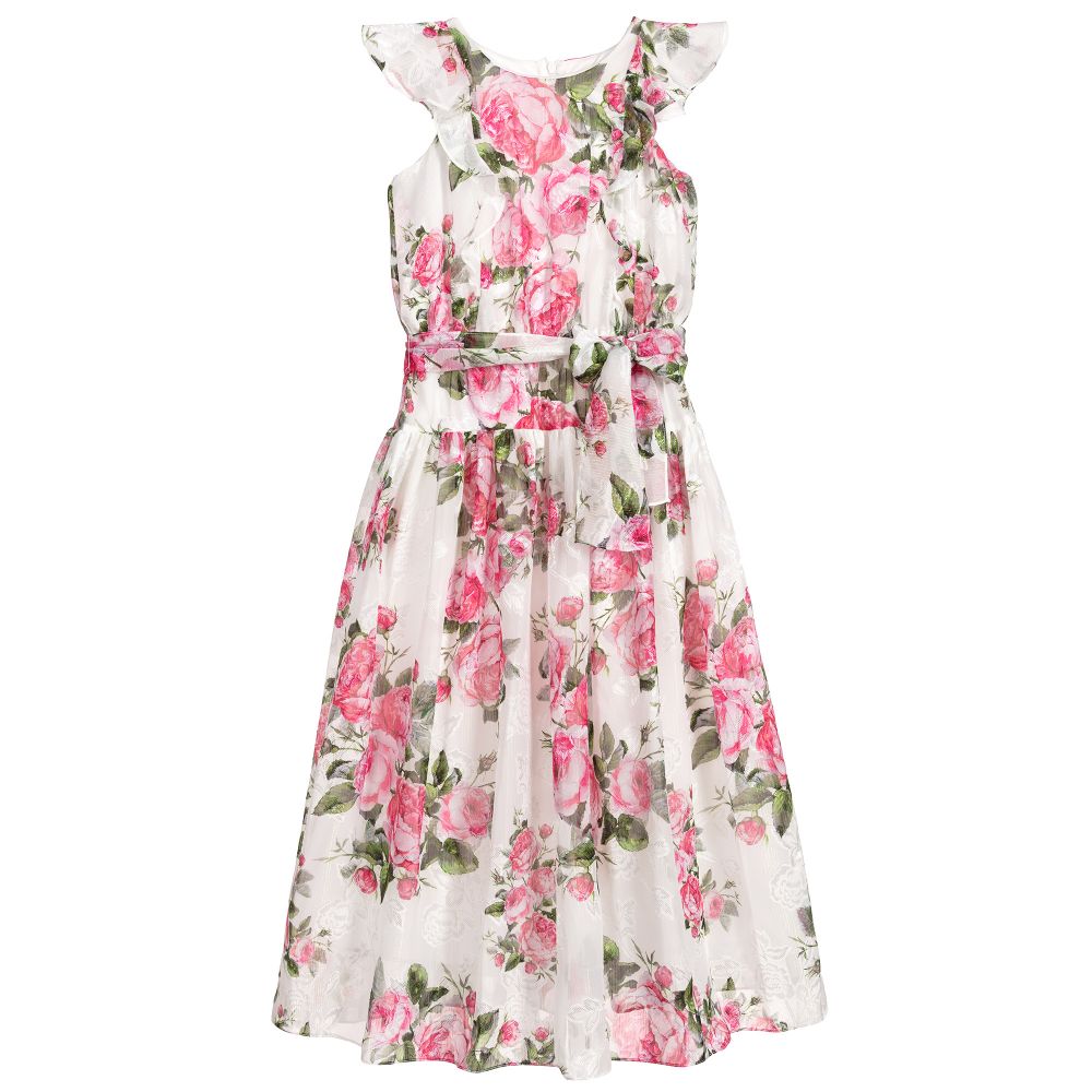 David Charles - Ivory & Pink Chiffon Dress | Childrensalon Outlet