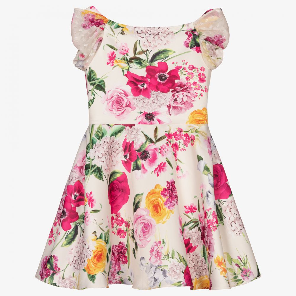 David Charles-Ivory & Pink Floral Dress | Childrensalon Outlet