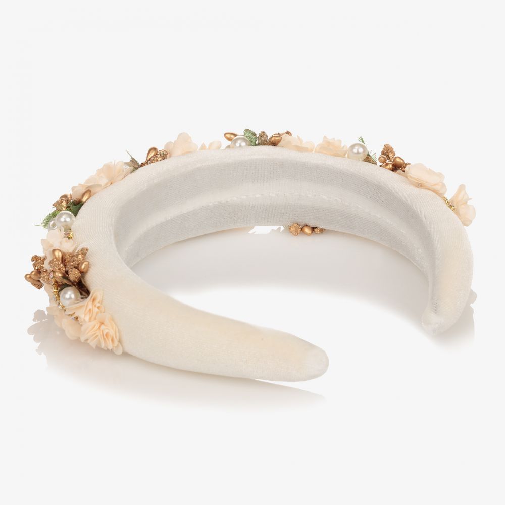 David Charles-Ivory & Pink Floral Hairband | Childrensalon Outlet