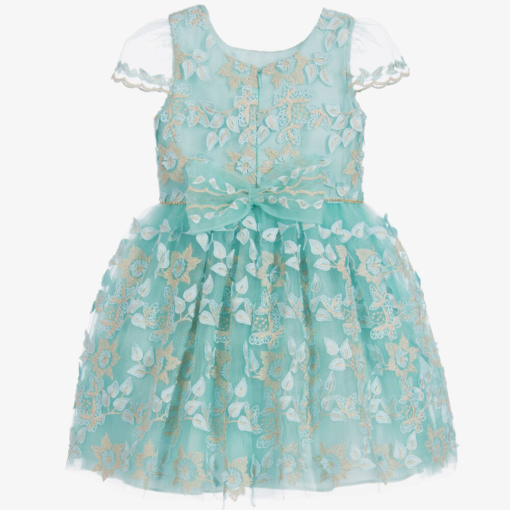 David Charles-Mint Green Embroidered Dress | Childrensalon Outlet