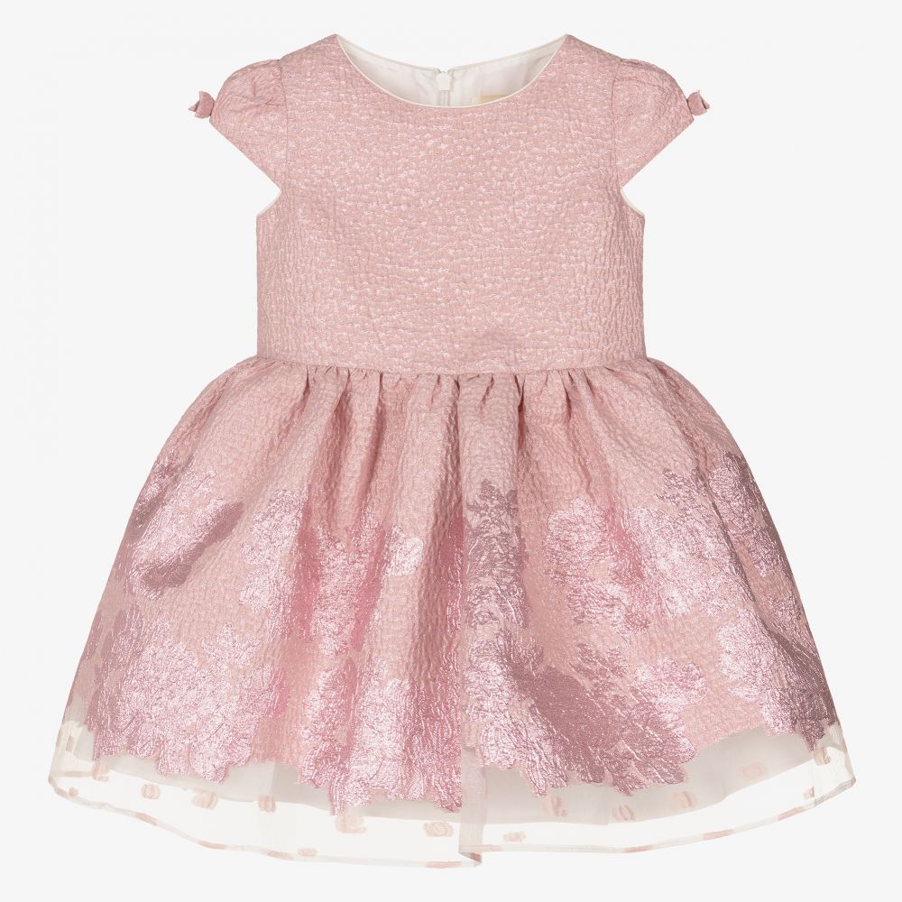 David Charles - Pink Floral Brocade Dress  | Childrensalon