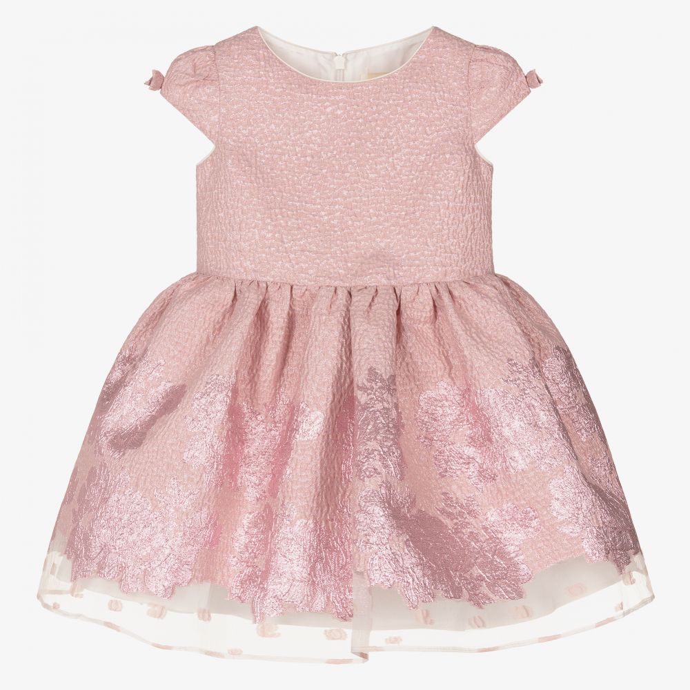 David Charles-Pink Floral Brocade Dress  | Childrensalon Outlet
