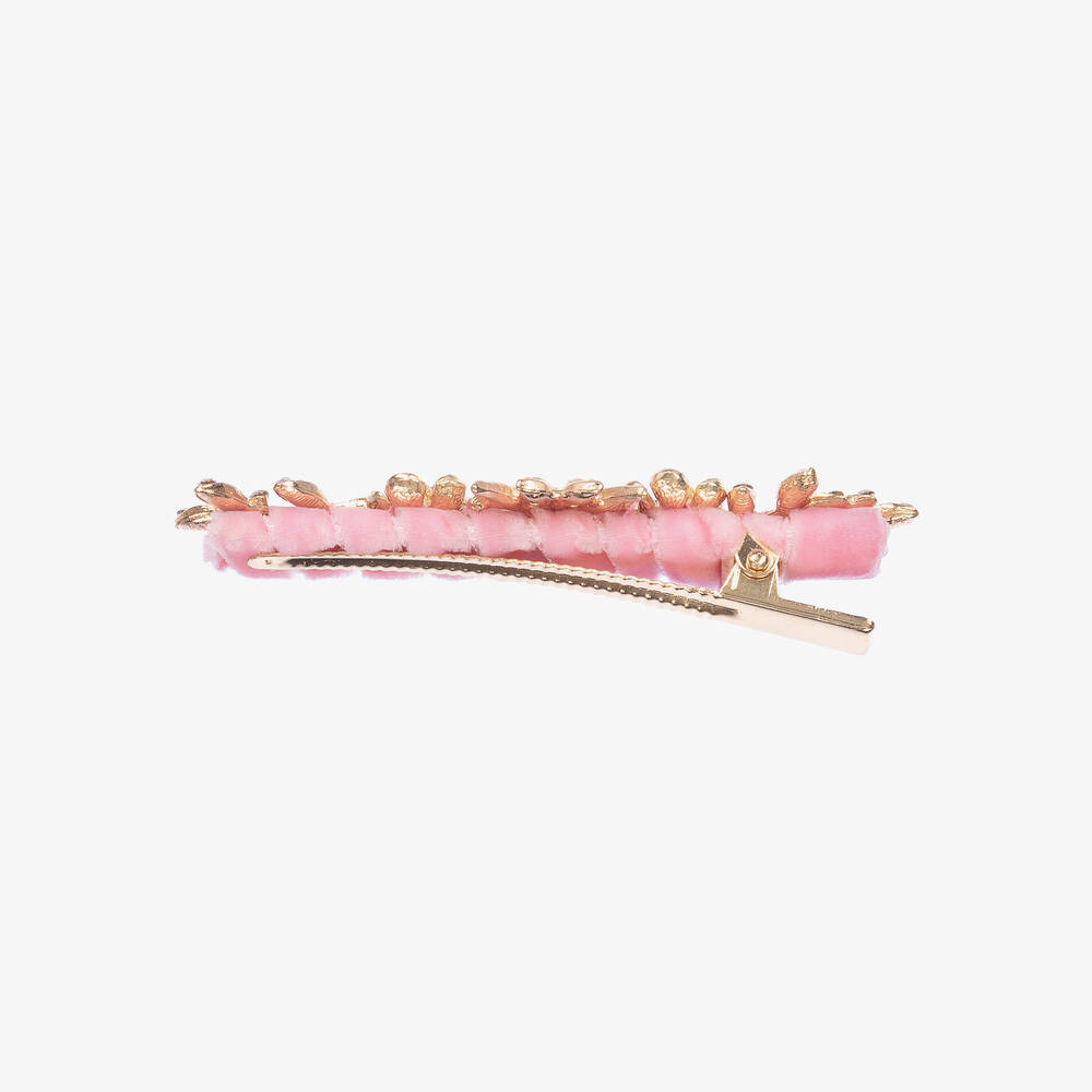 David Charles-Pink Floral Hair Clip (9cm) | Childrensalon Outlet
