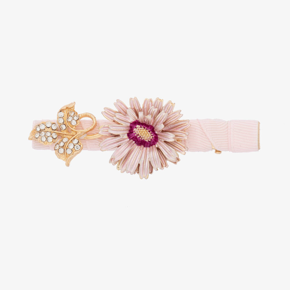 David Charles - Pink & Gold Flowers Hair Clip (9cm) | Childrensalon