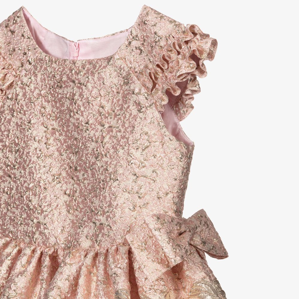David Charles-Розово-золотистое жаккардовое платье | Childrensalon Outlet