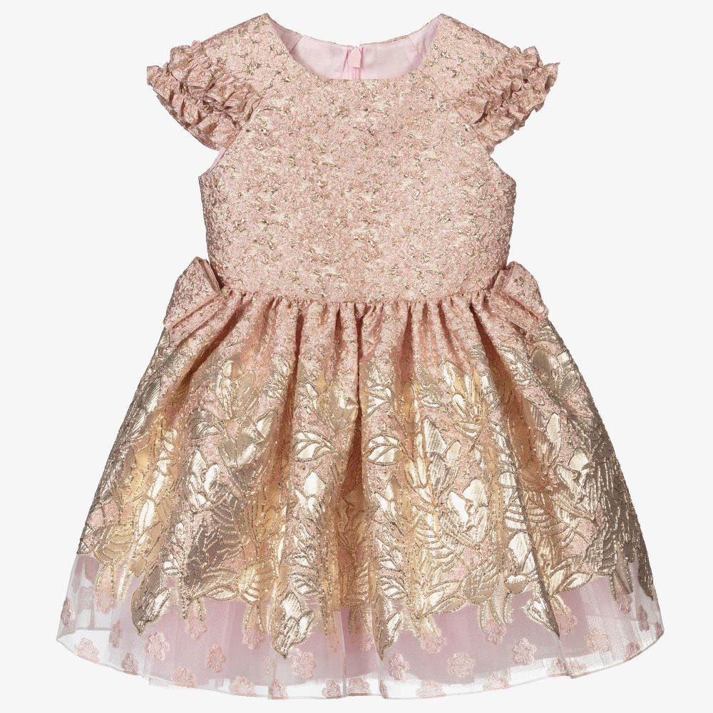 David Charles - Розово-золотистое жаккардовое платье | Childrensalon