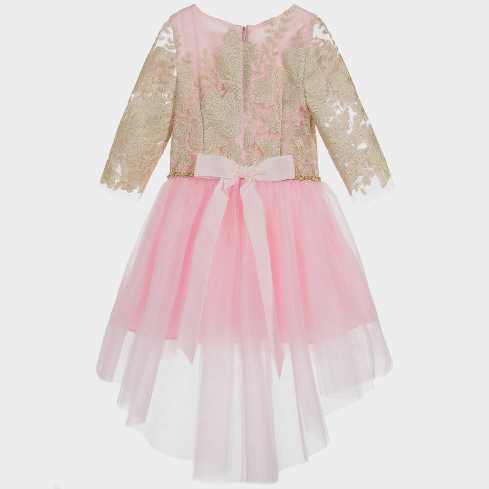 David Charles-Pink & Gold Tulle Dress | Childrensalon Outlet