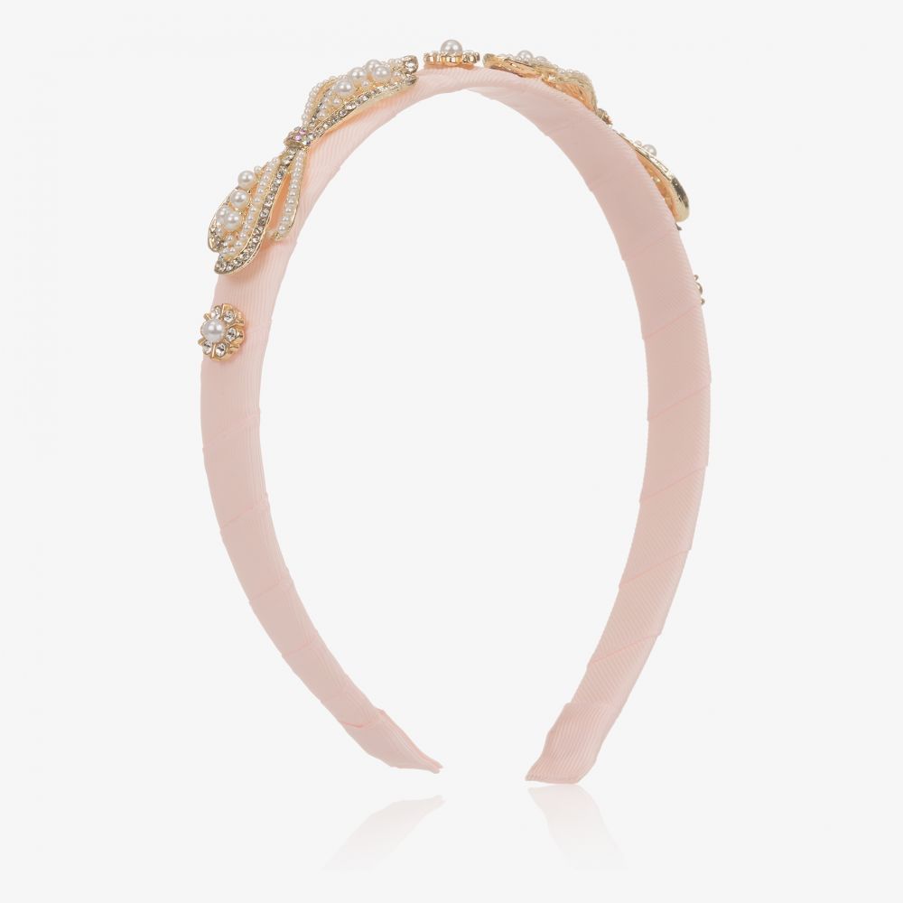 David Charles-طوق للشعر مزين بفيونكات لون زهري للبنات | Childrensalon Outlet