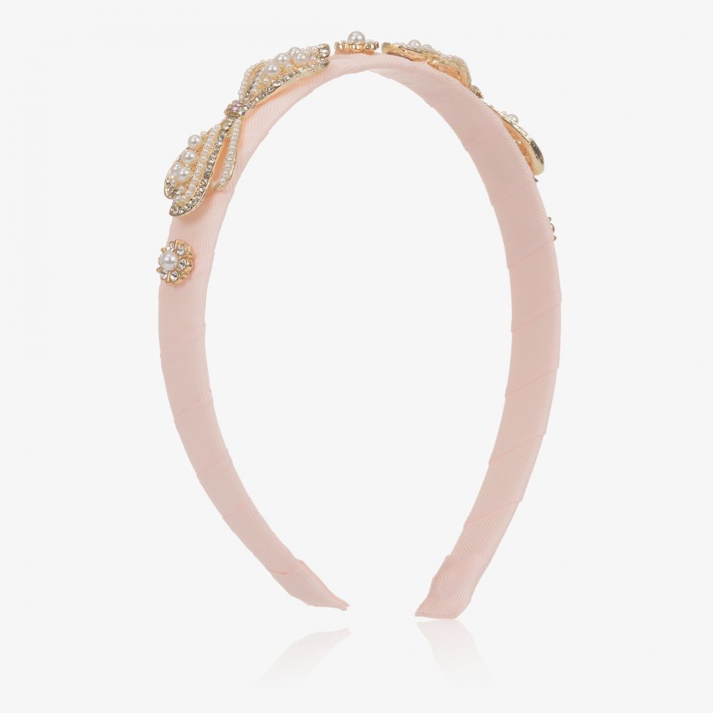 David Charles - Pink Pearl Bow Hairband | Childrensalon