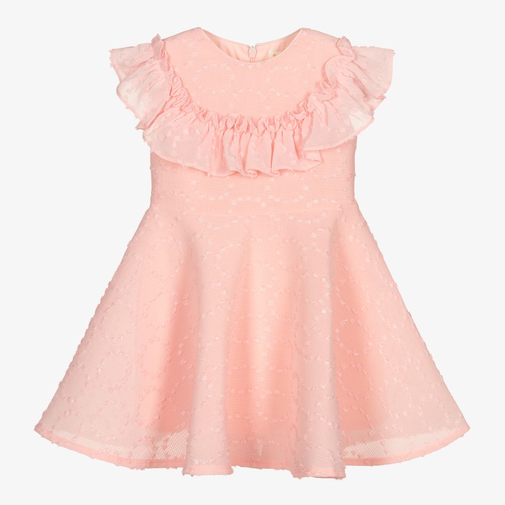 David Charles - Розовое платье из неопрена и хлопка плюмети   | Childrensalon