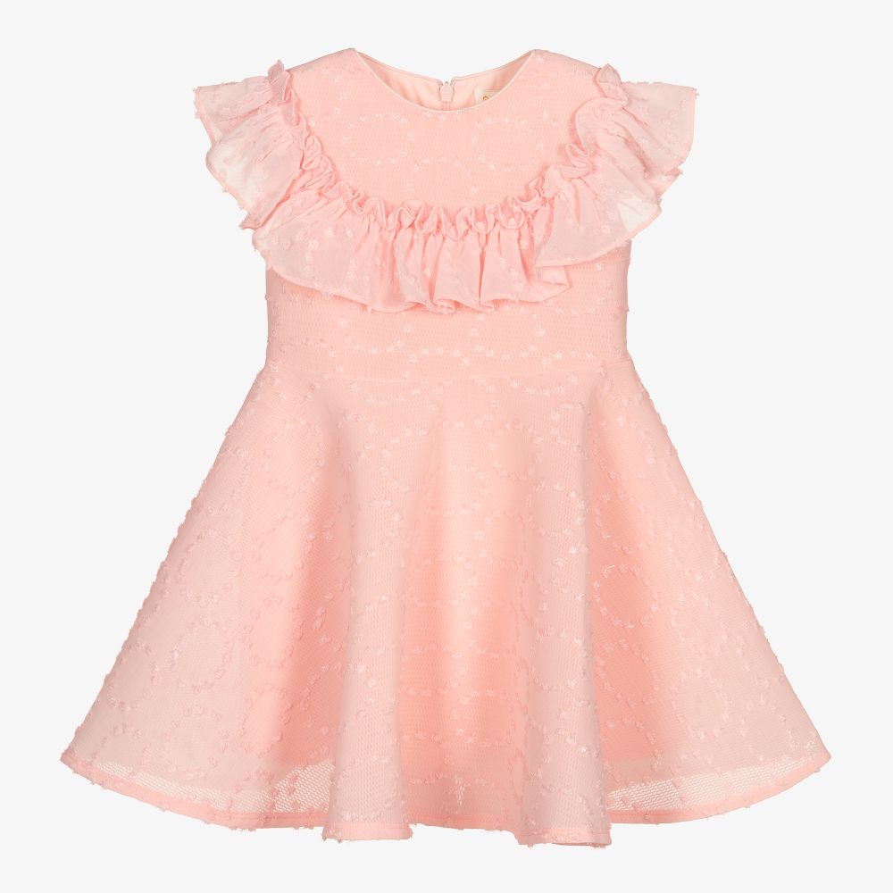 David Charles-Pink Plumeti Neoprene Dress   | Childrensalon Outlet