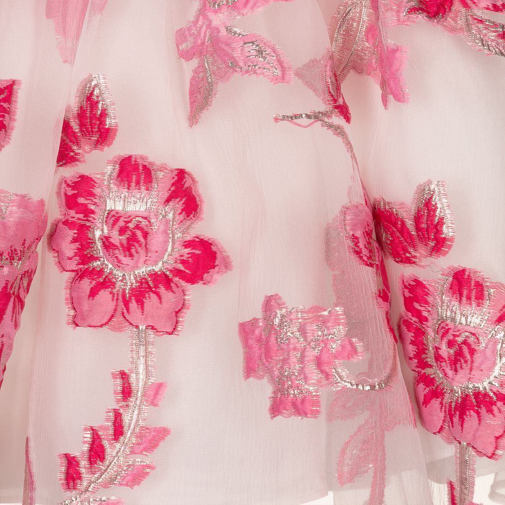David Charles-Pink & White Organza Dress  | Childrensalon Outlet