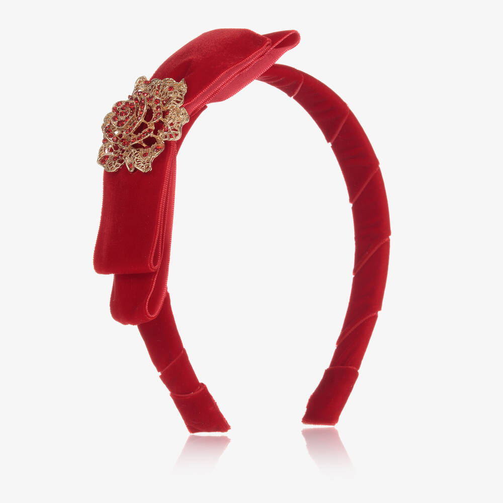 David Charles - Red Velvet Rose Bow Hairband | Childrensalon