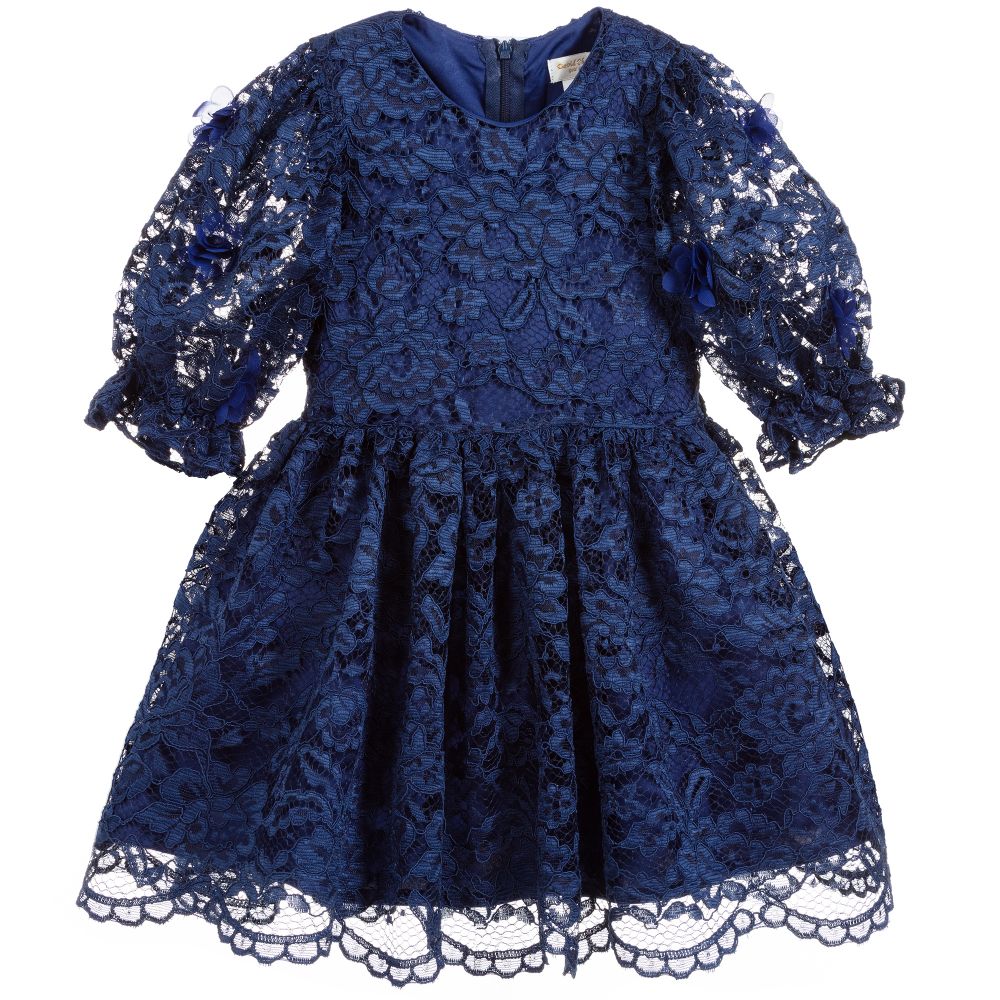 David Charles - Sapphire Blue Lace Dress | Childrensalon