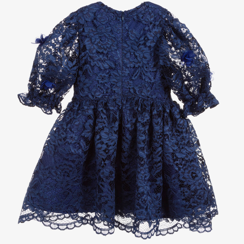 David Charles - Sapphire Blue Lace Dress | Childrensalon