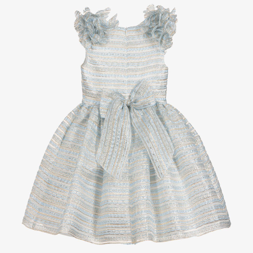 David Charles-Teen Girls Blue & Gold Dress  | Childrensalon Outlet