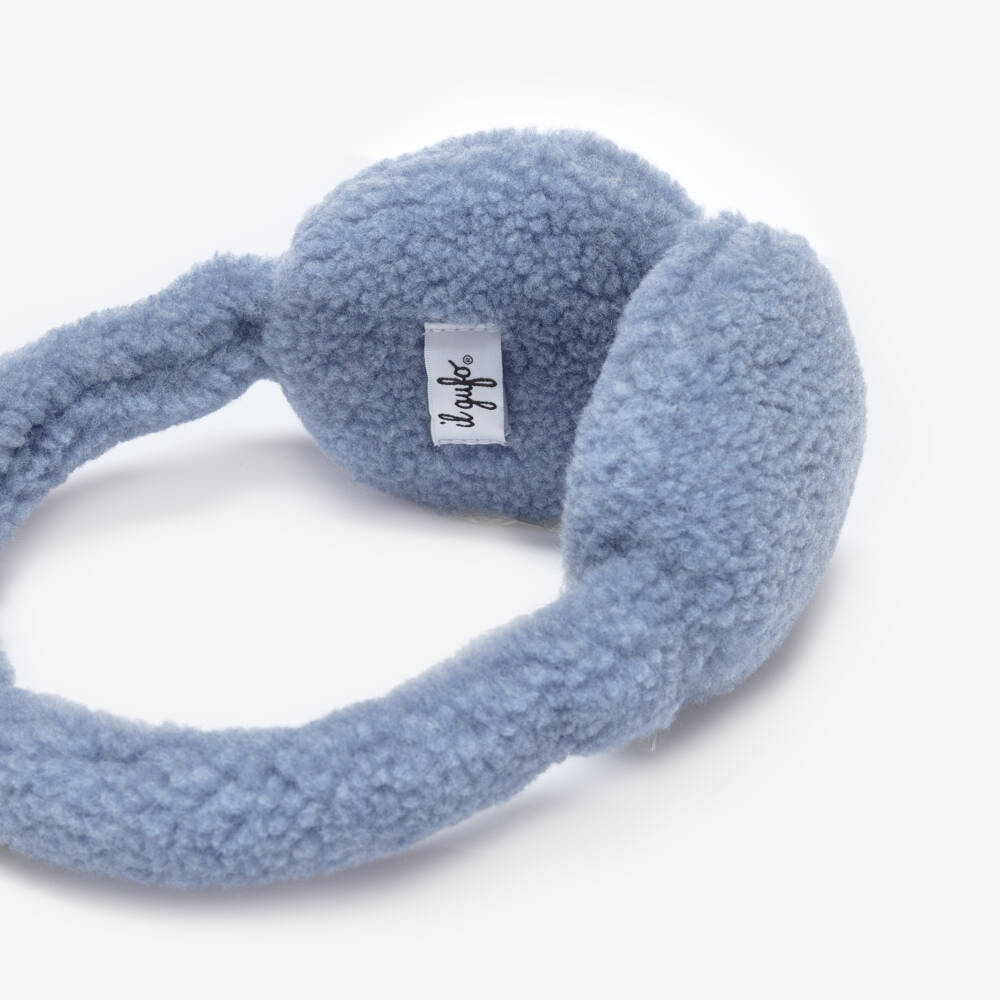Il Gufo-Denim Blue Sherpa Fleece Earmuffs | Childrensalon Outlet