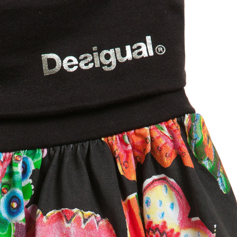 Desigual-Black Cotton Jersey Bright Floral Skirt | Childrensalon Outlet