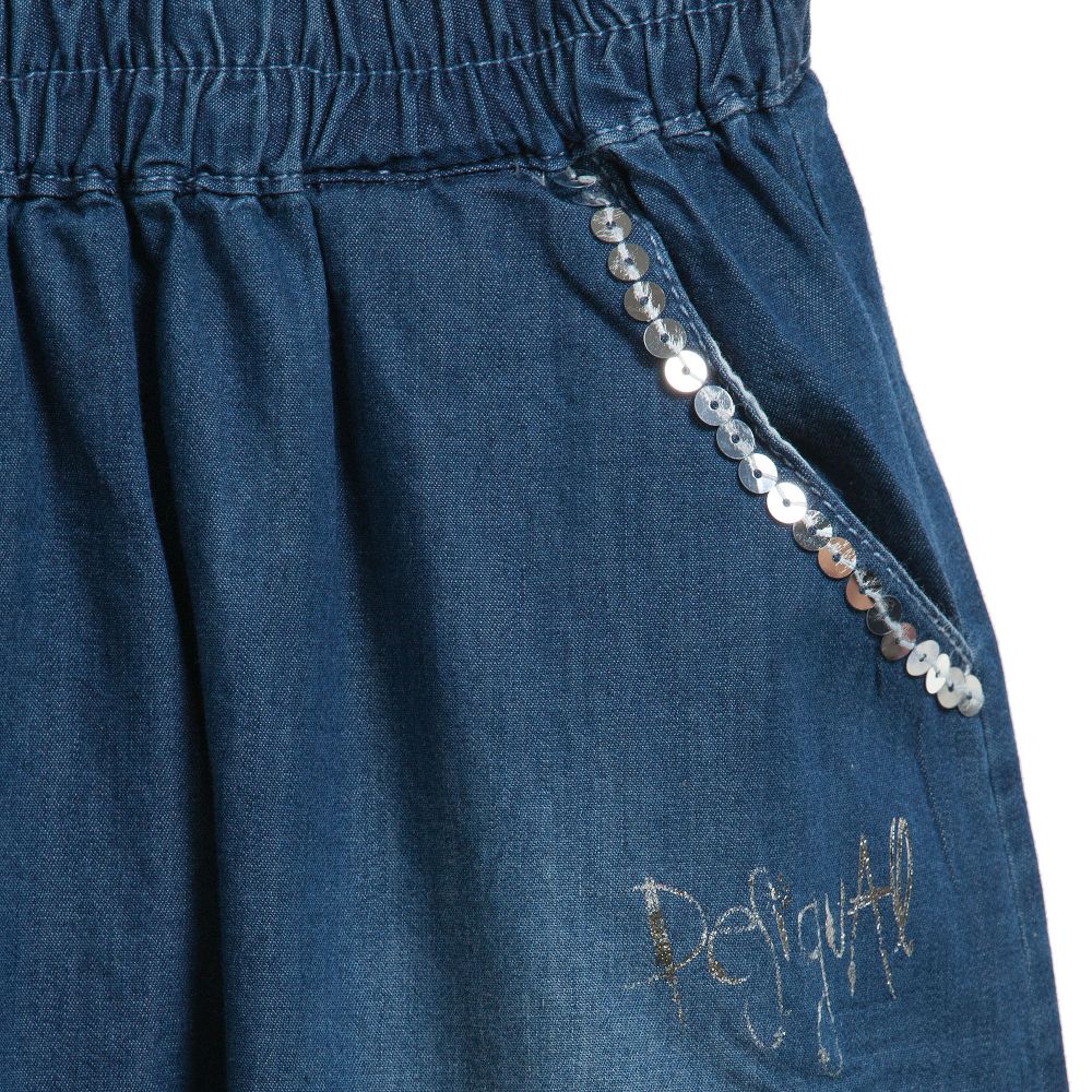 Desigual-Blue Cotton Chambray Harem Trousers  | Childrensalon Outlet