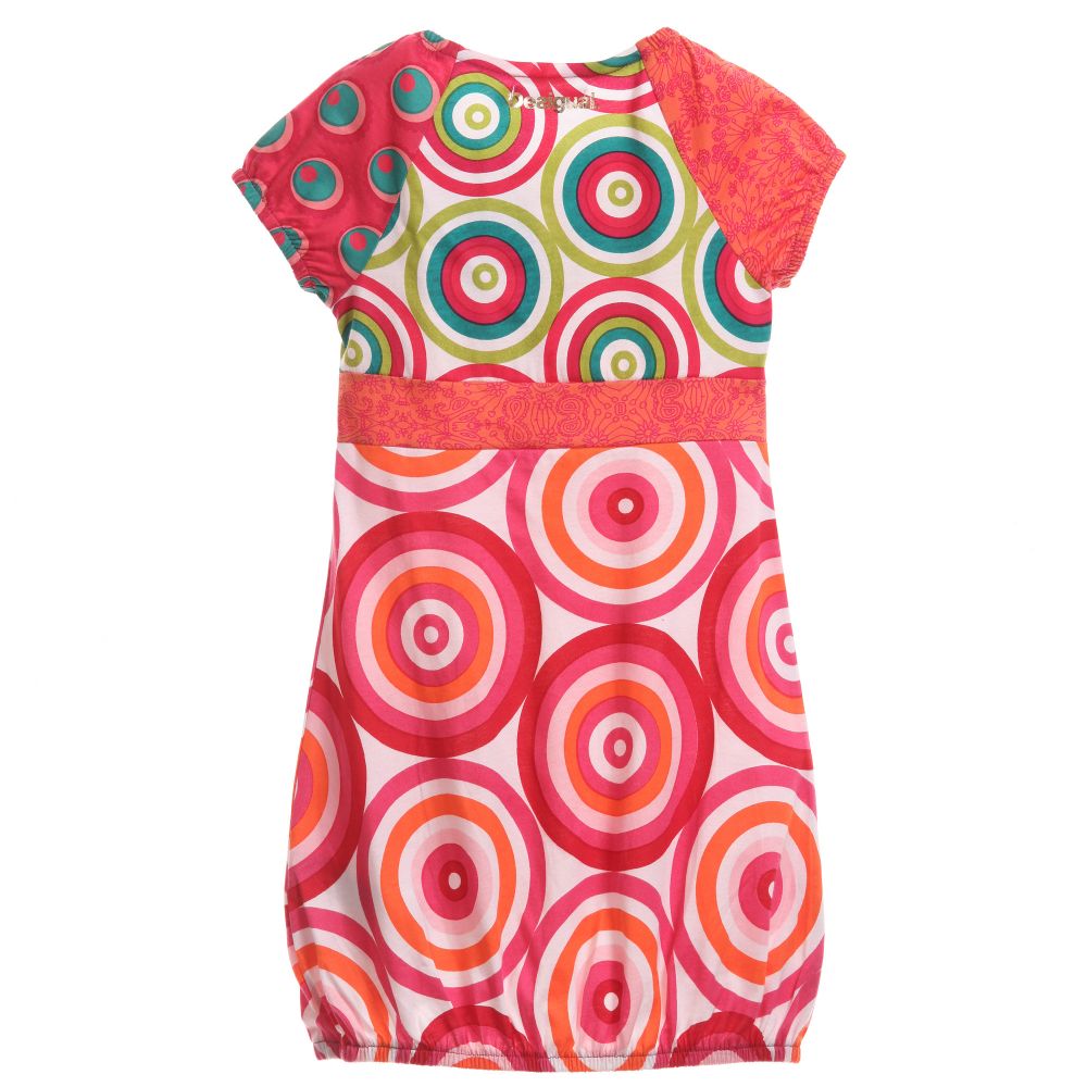 Desigual-Cotton Jersey Circle & Floral Dress  | Childrensalon Outlet