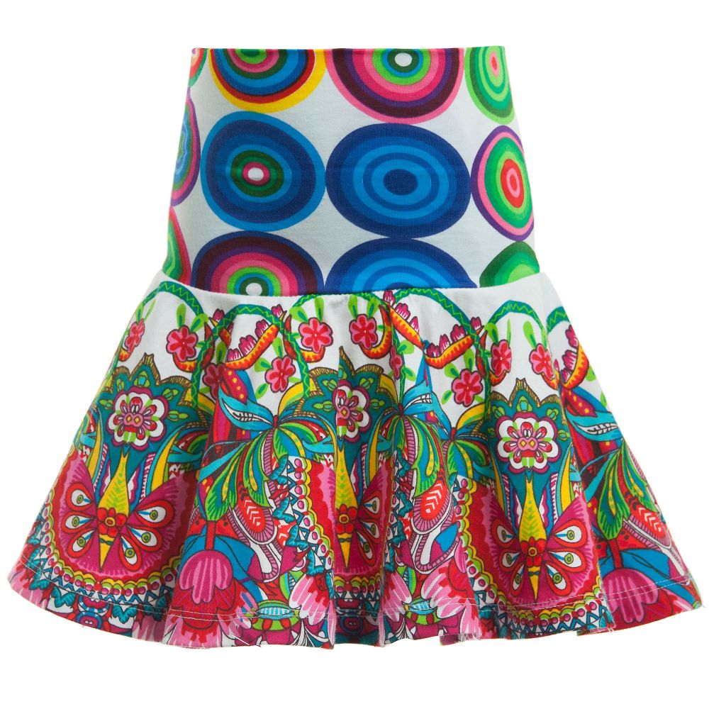 Desigual-Cotton Jersey Circle & Floral Skirt  | Childrensalon Outlet