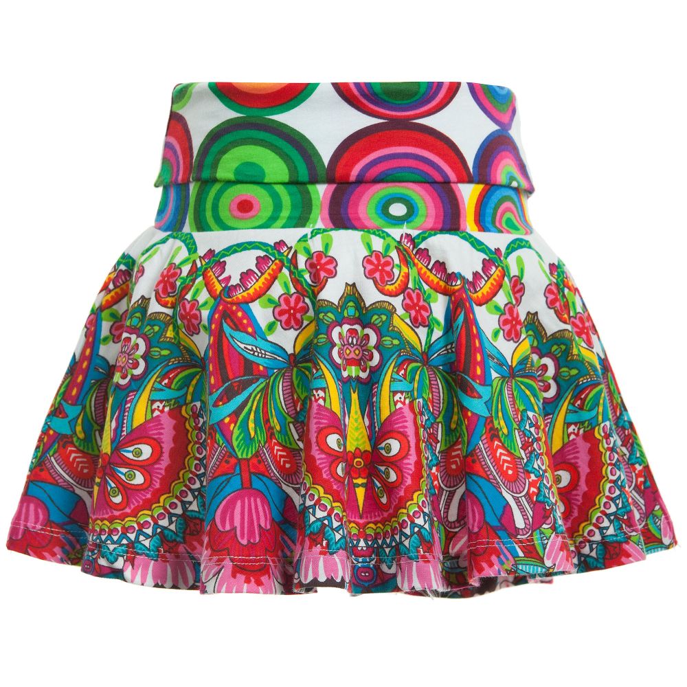 Desigual-Cotton Jersey Circle & Floral Skirt  | Childrensalon Outlet