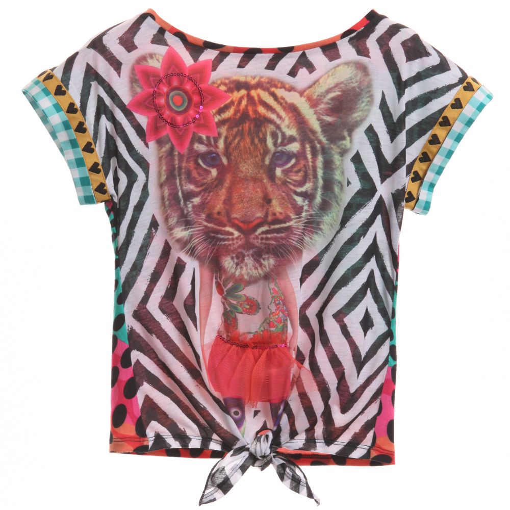 Desigual - Girls Graphic Tiger T-Shirt | Childrensalon