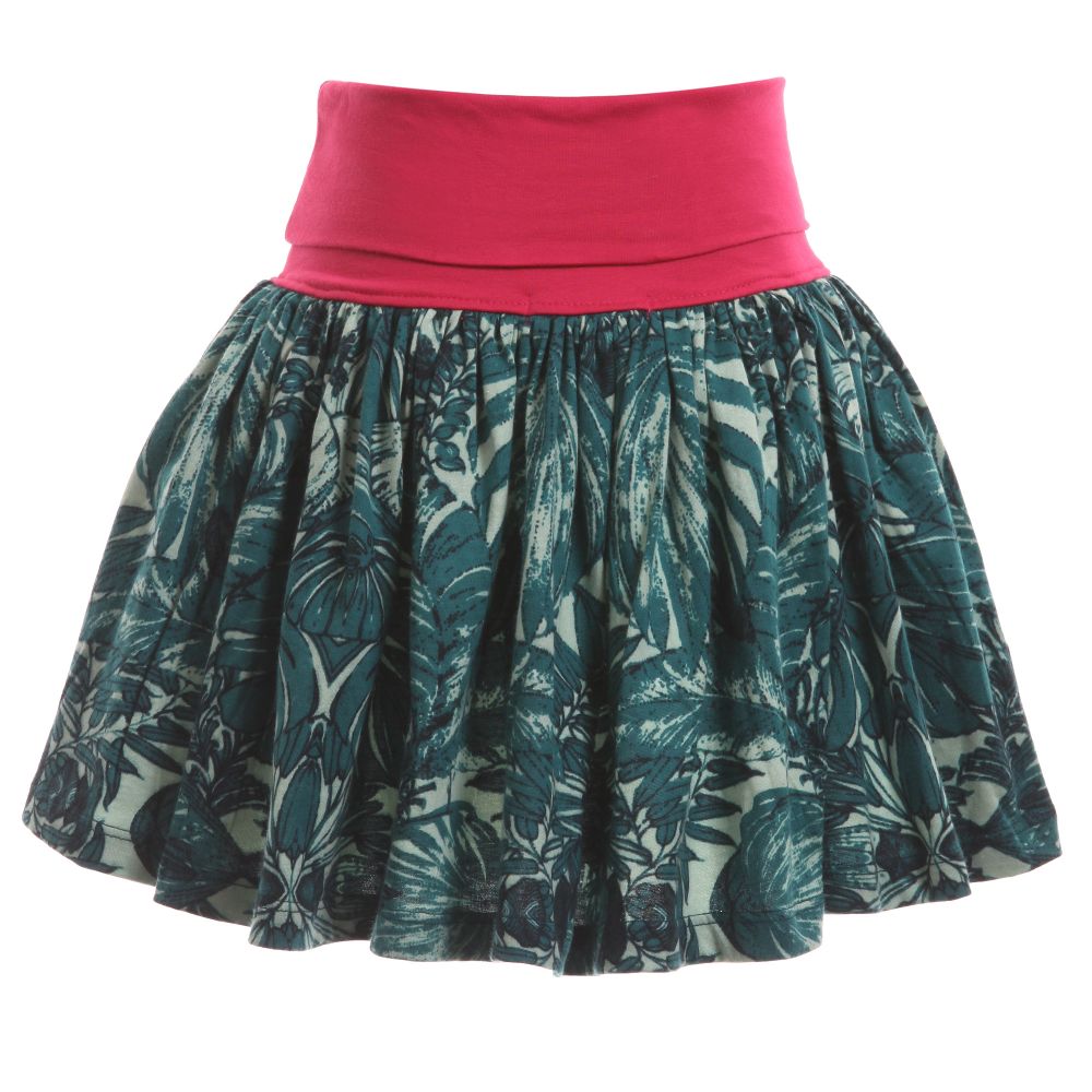 Desigual-Green Cotton Jersey Jungle & Floral Skirt | Childrensalon Outlet