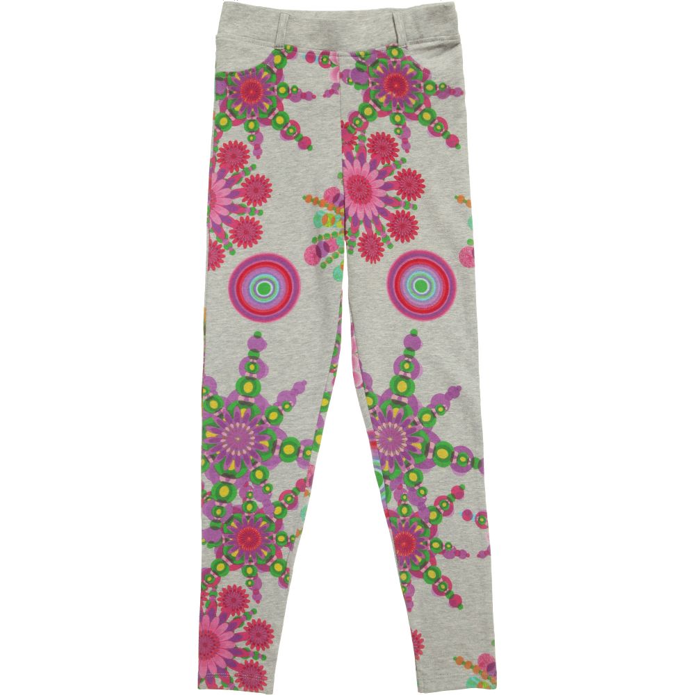 Desigual-Grey Cotton Jersey Bright Print leggings | Childrensalon Outlet