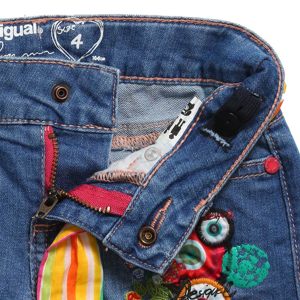 Desigual-Light Blue Denim Shorts with Floral Embroidery | Childrensalon Outlet