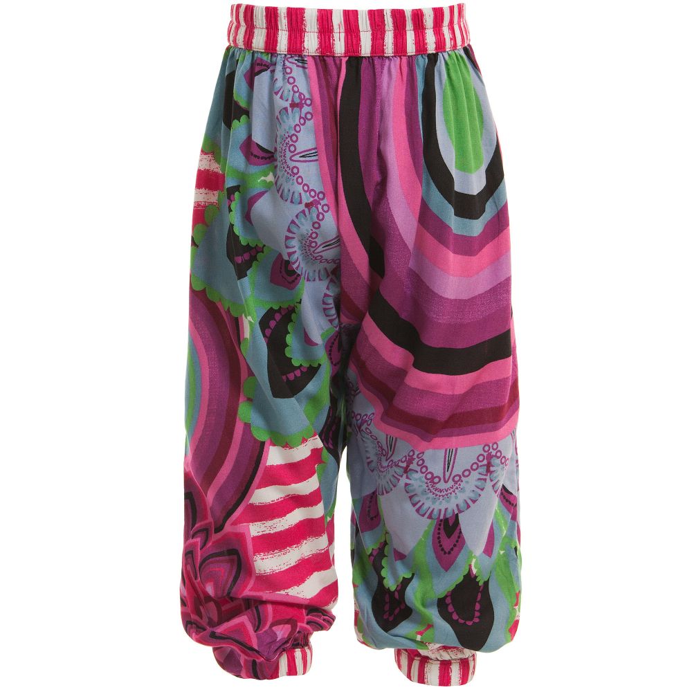 Desigual-Pink 'Galactic' Print Viscose Jersey Trousers | Childrensalon Outlet