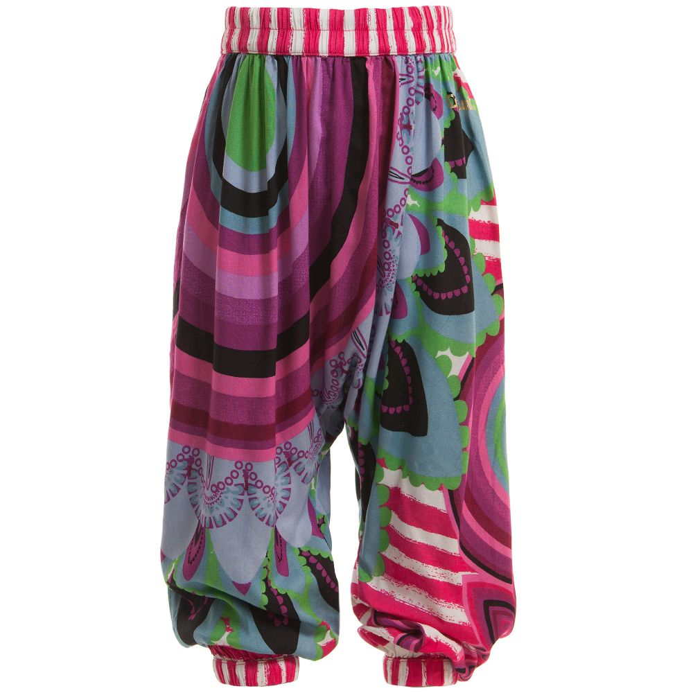 Desigual-Pink 'Galactic' Print Viscose Jersey Trousers | Childrensalon Outlet