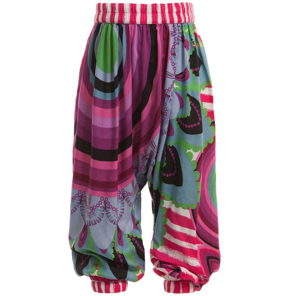 Desigual - Pink 'Galactic' Print Viscose Jersey Trousers | Childrensalon