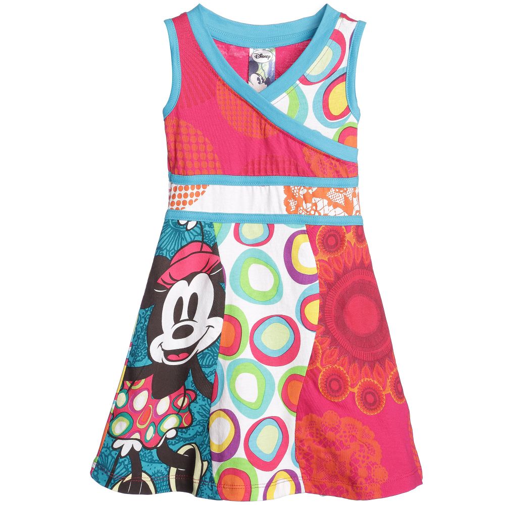 Desigual - فستان جيرزي وردي مع طباعة فار | Childrensalon