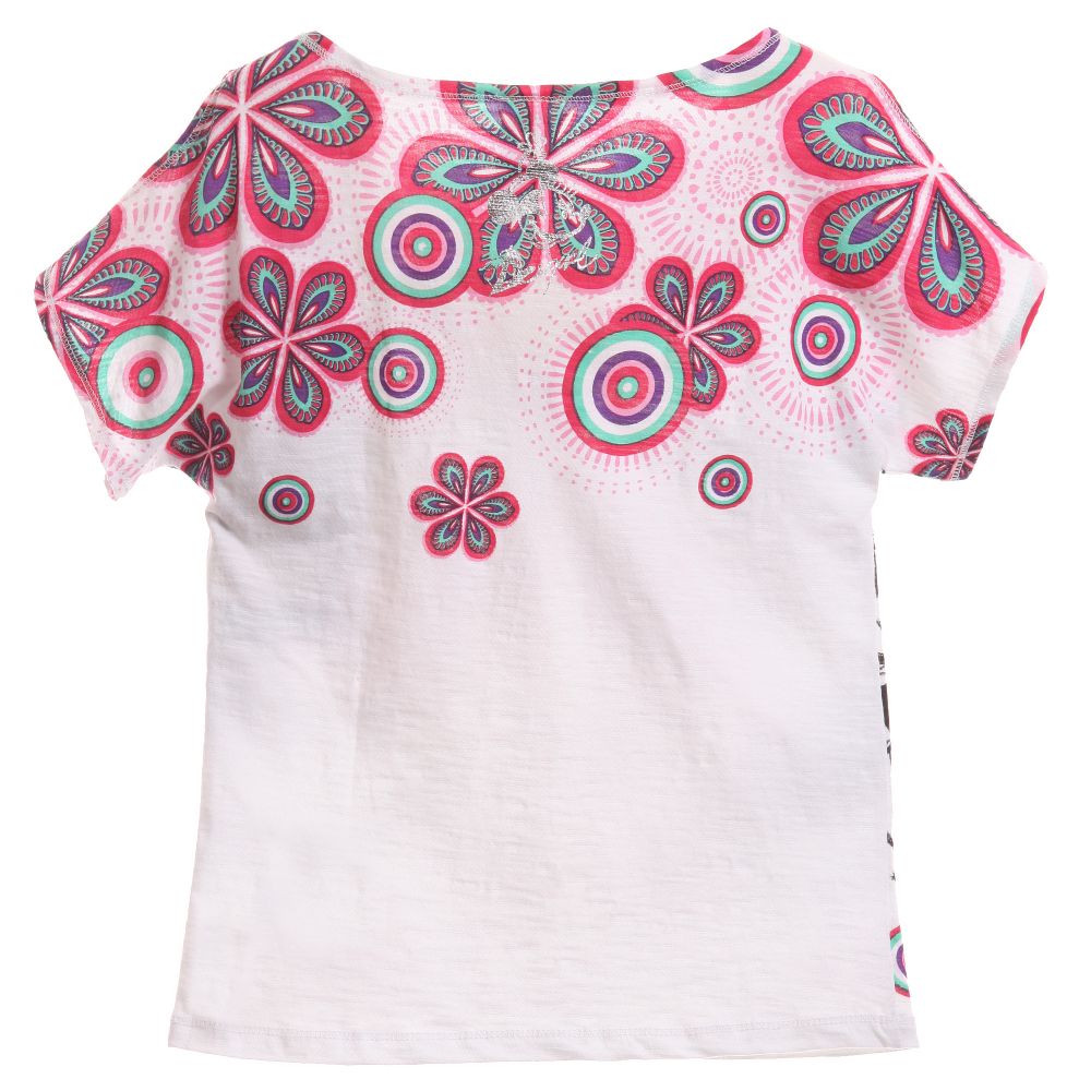 Desigual-White Cotton Jersey Mickey & Minnie Mouse Top | Childrensalon Outlet