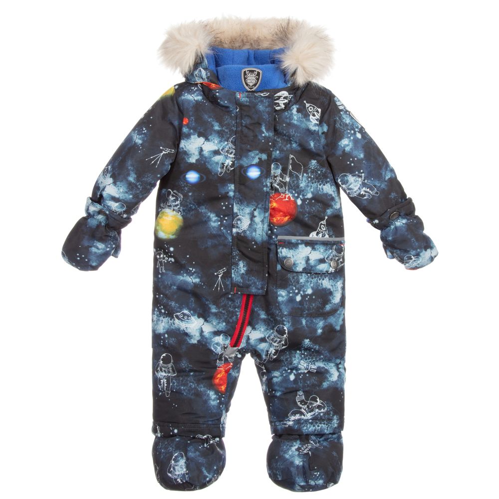 Deux par Deux - Blauer Schneeanzug mit Weltraummuster im Set | Childrensalon