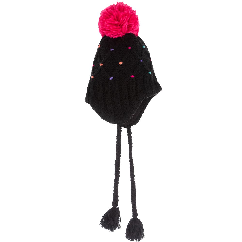 Deux par Deux-Черная вязаная шапочка с помпоном | Childrensalon Outlet