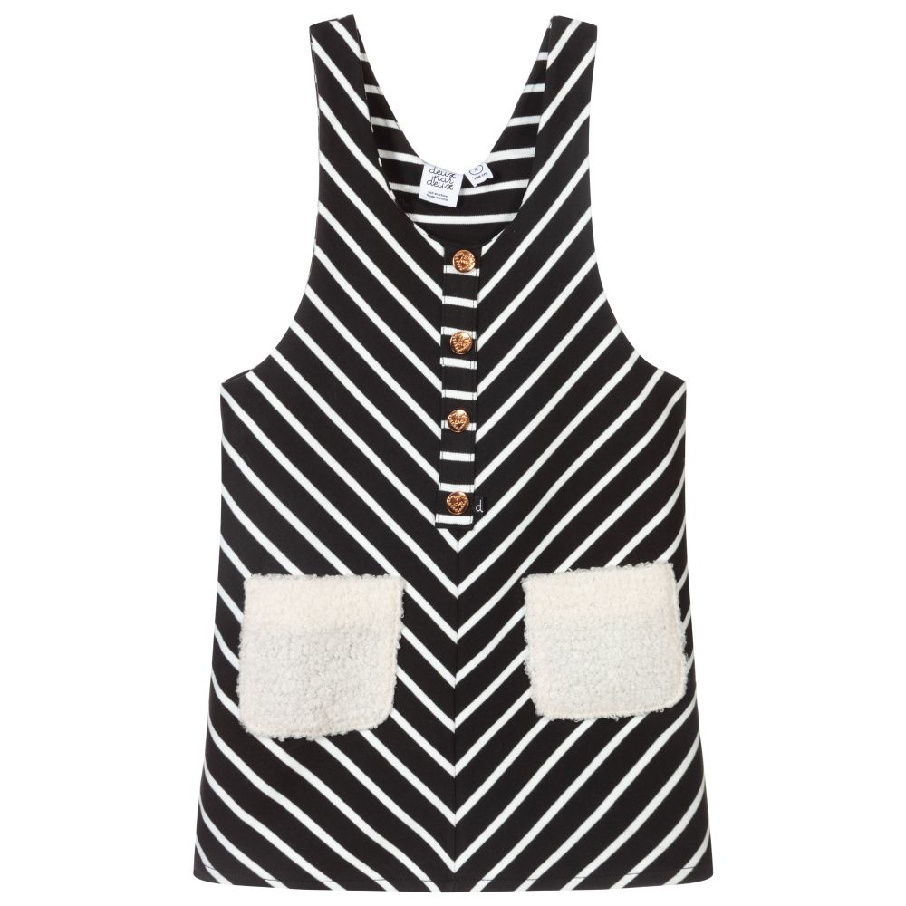 Deux par Deux Black Striped Pinafore Dress Childrensalon Outlet