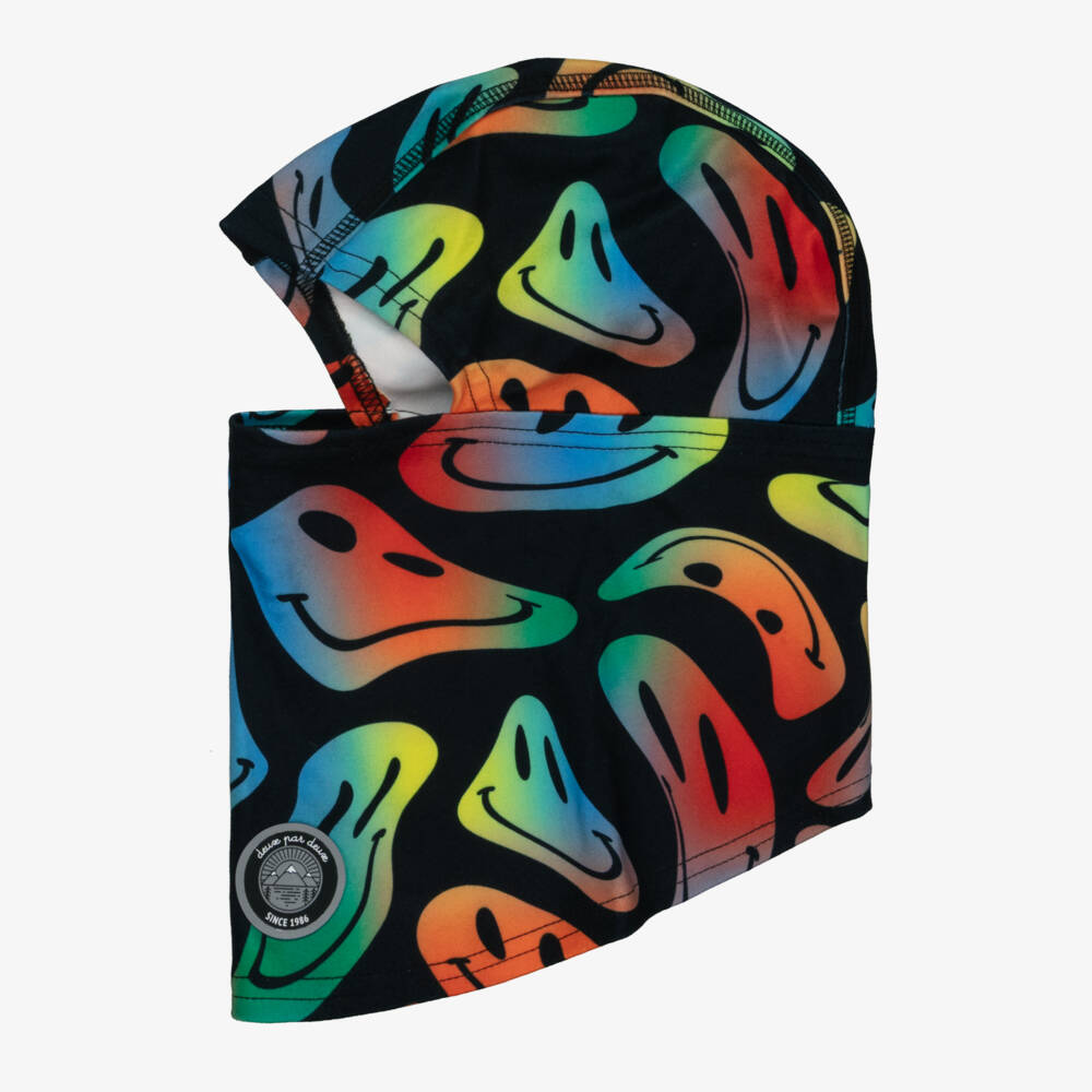 Deux par Deux-Boys Black Brushed Jersey Smiling Faces Balaclava | Childrensalon Outlet