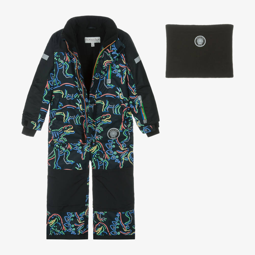 Deux par Deux-Boys Black Dino Adventure Snow Set | Childrensalon Outlet