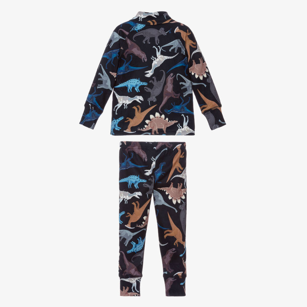 Deux par Deux-Boys Black Dinosaur Print Thermal Base Layer Set | Childrensalon Outlet