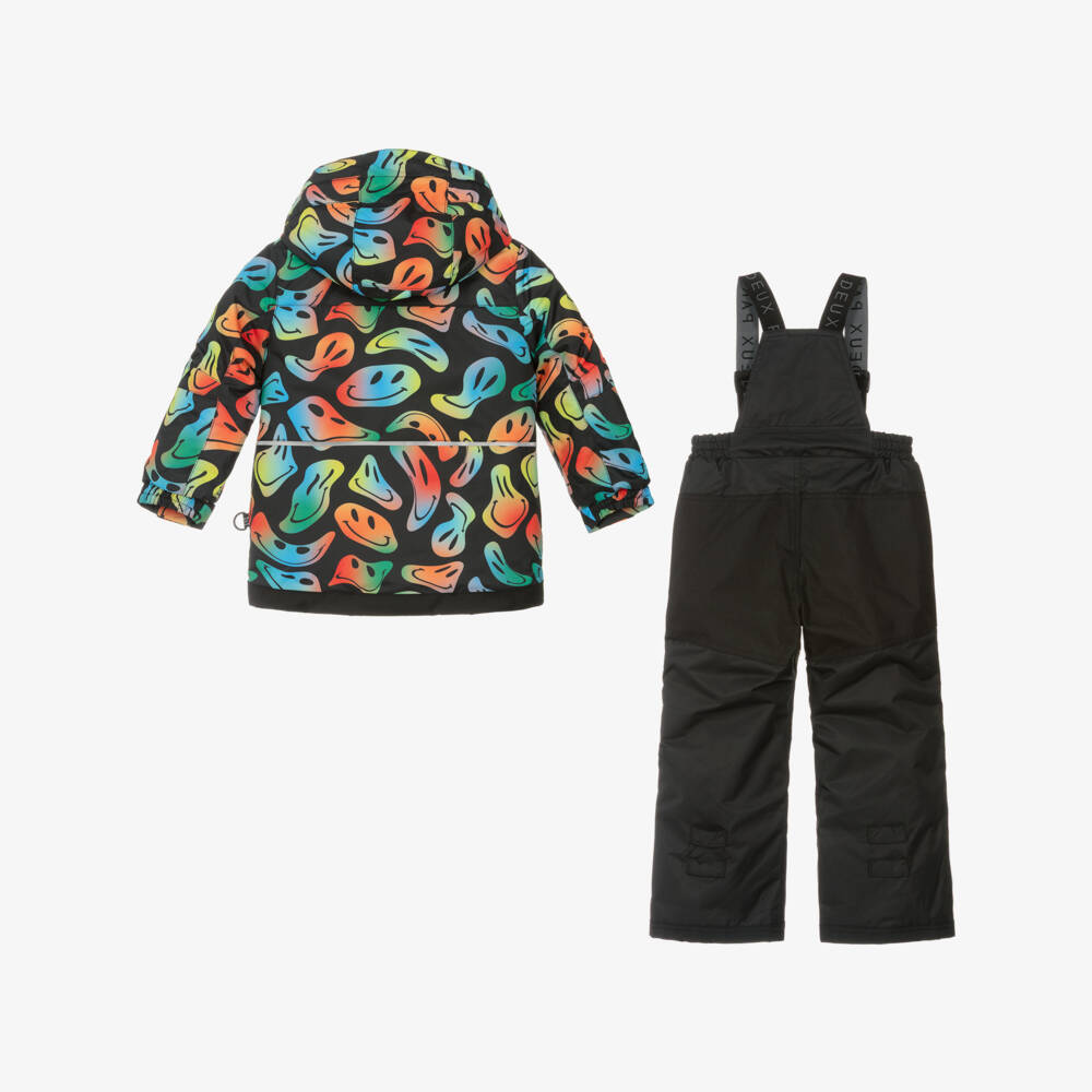 Deux par Deux-Boys Black & Multicolour Smiling Faces Snowsuit | Childrensalon Outlet