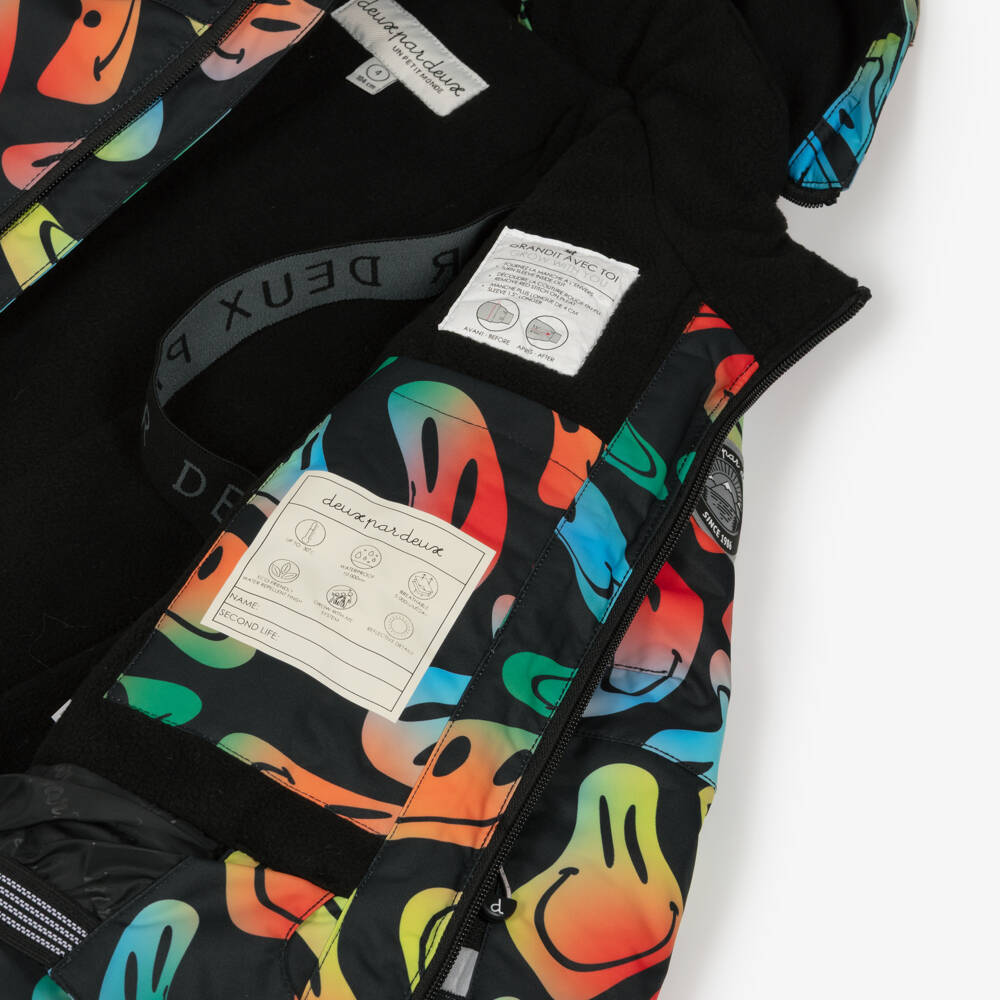 Deux par Deux-Boys Black & Multicolour Smiling Faces Snowsuit | Childrensalon Outlet