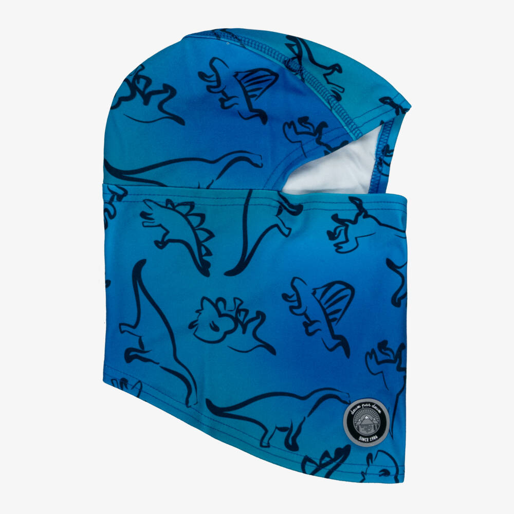 Deux par Deux-Boys Blue Brushed Jersey Dinosaur Print Balaclava | Childrensalon Outlet