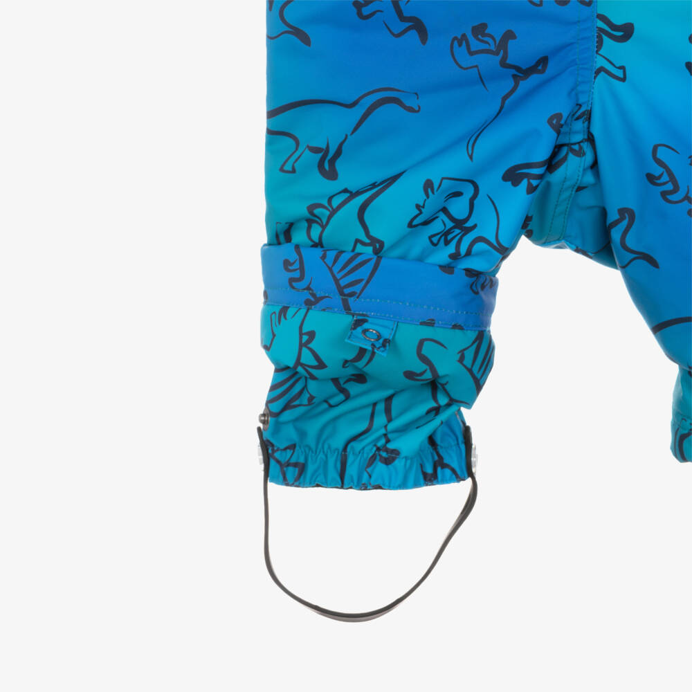 Deux par Deux-Boys Blue Dinosaur Print Snowsuit with Neck Warmer | Childrensalon Outlet