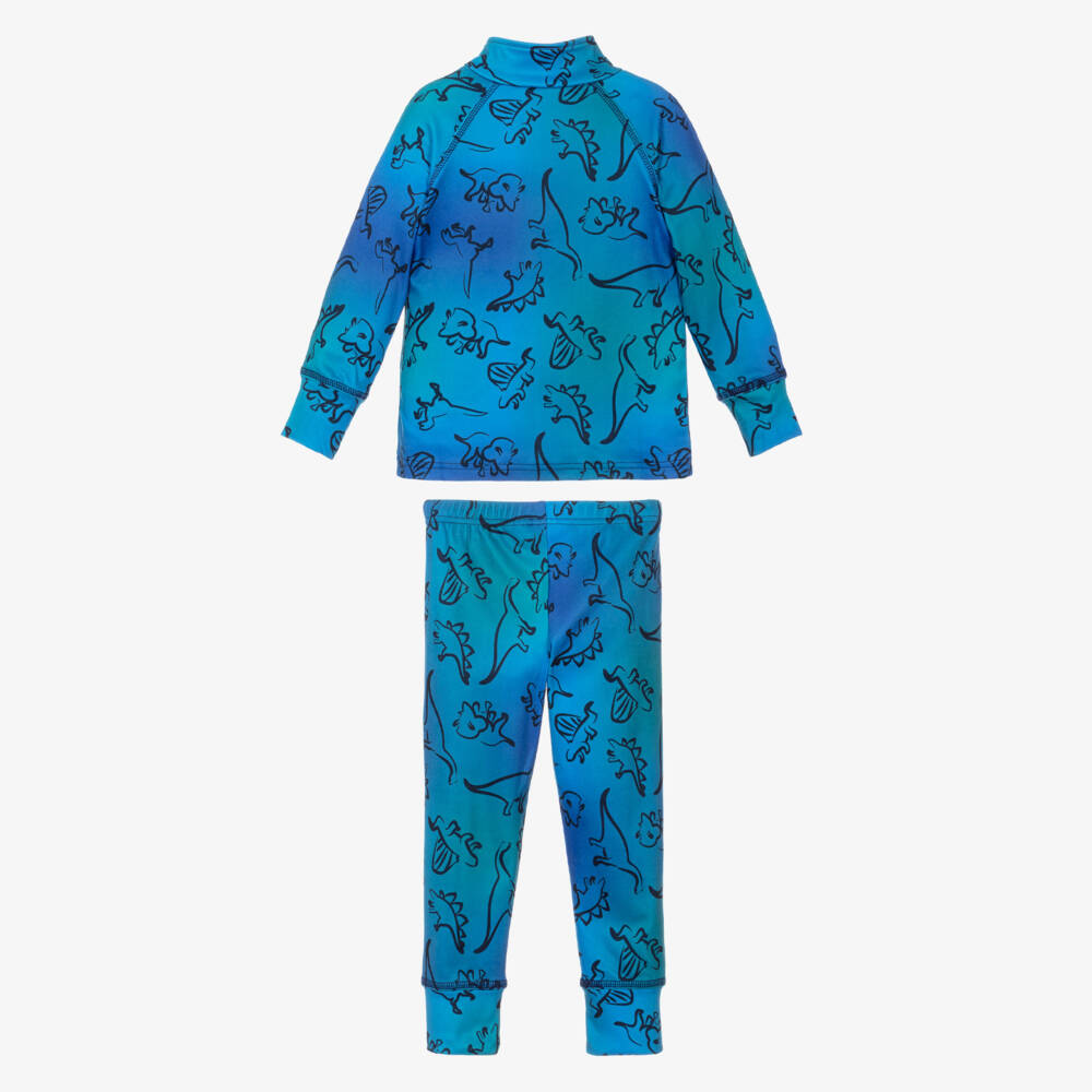 Deux par Deux-Boys Blue Dinosaur Print Thermal Set | Childrensalon Outlet