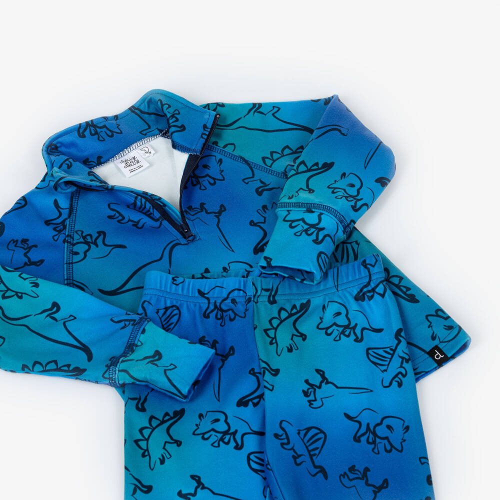 Deux par Deux-Boys Blue Dinosaur Print Thermal Set | Childrensalon Outlet